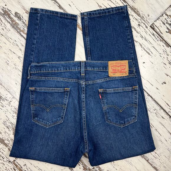 Levi’s 505 jeans men’s 34x30 Regular Straight Mid Rise dark wash Stretch - Picture 4 of 7